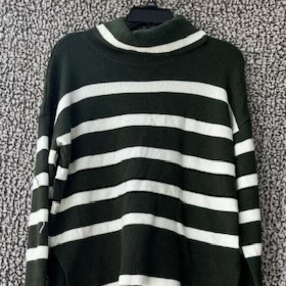 LUXE BY TRICOT Striped Long Sleeve Turtleneck Sweater - Picture 1 of 8
